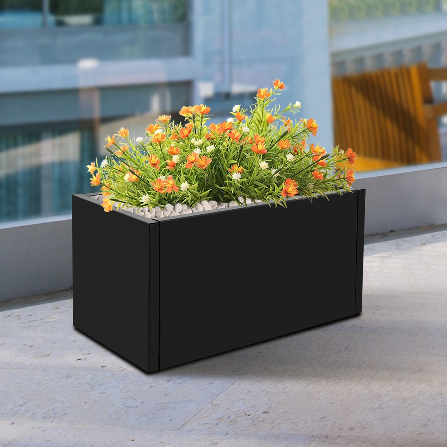 Metal Rectangular Planter Box for Outdoor Gardens and Patios Rustproof