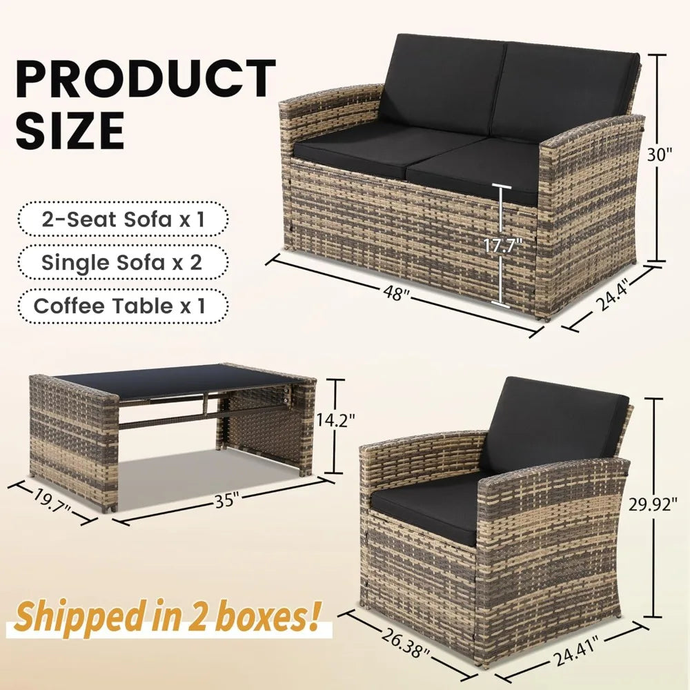 Outdoor Rattan Sofa Set Courtyard Garden Patio Furniture