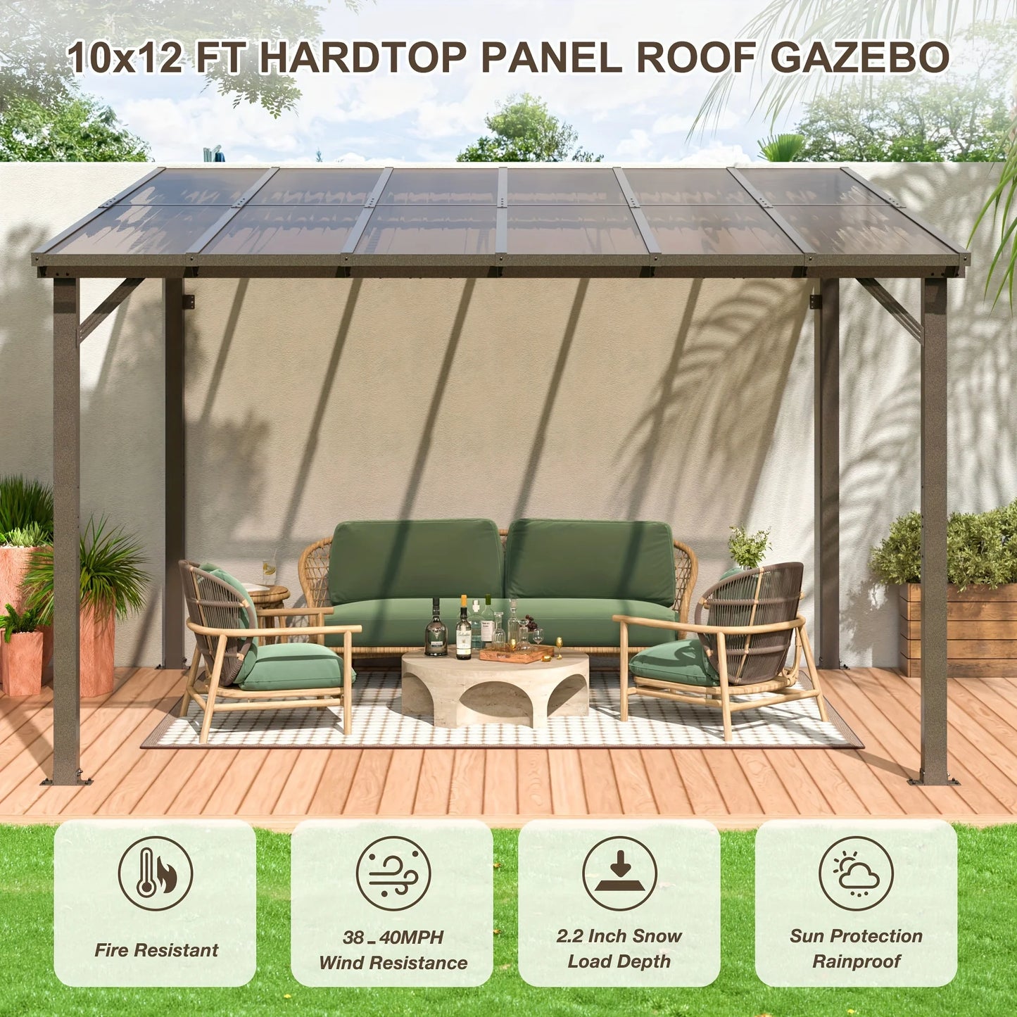 Polar Aurora Hardtop Gazebo Aluminum Frame All-Weather Pavilion