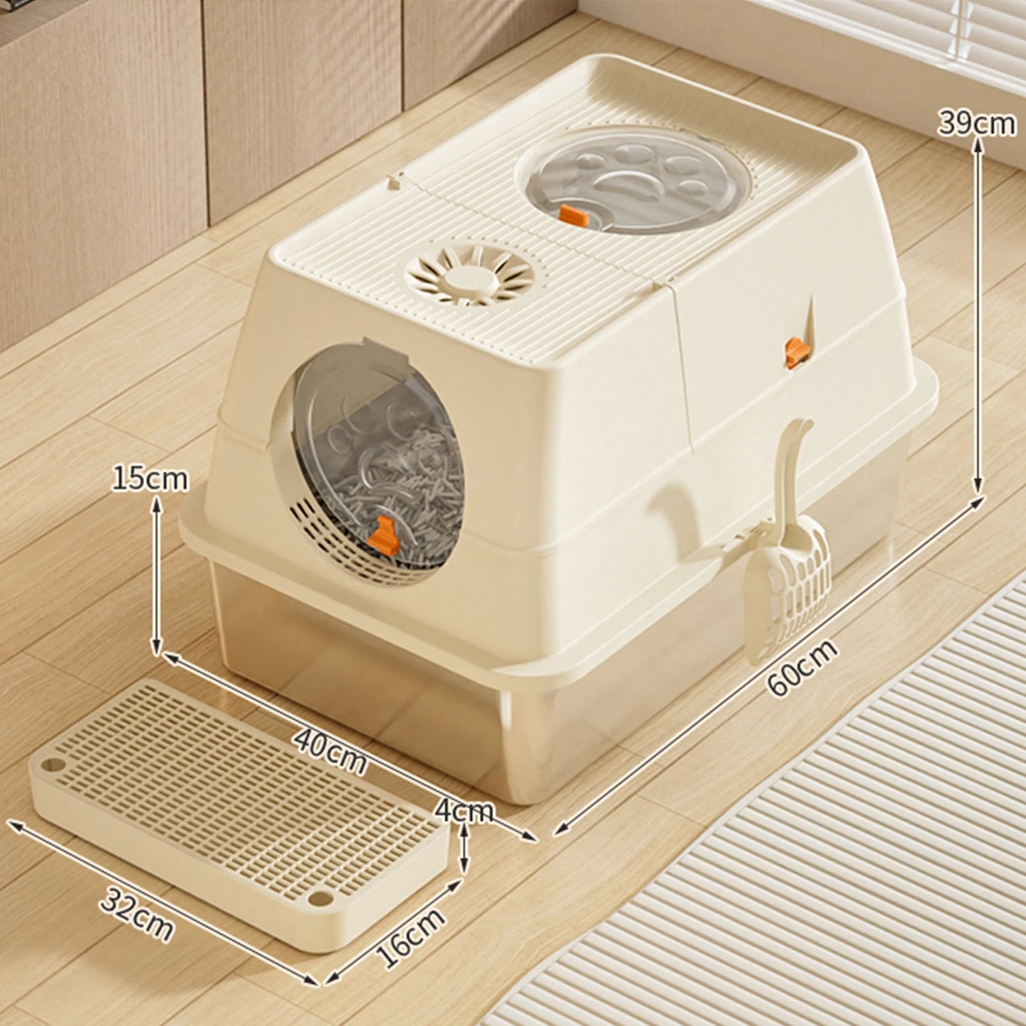 HiMIS Litter Box With Lid Enclosed Anti Leakage Non Stick