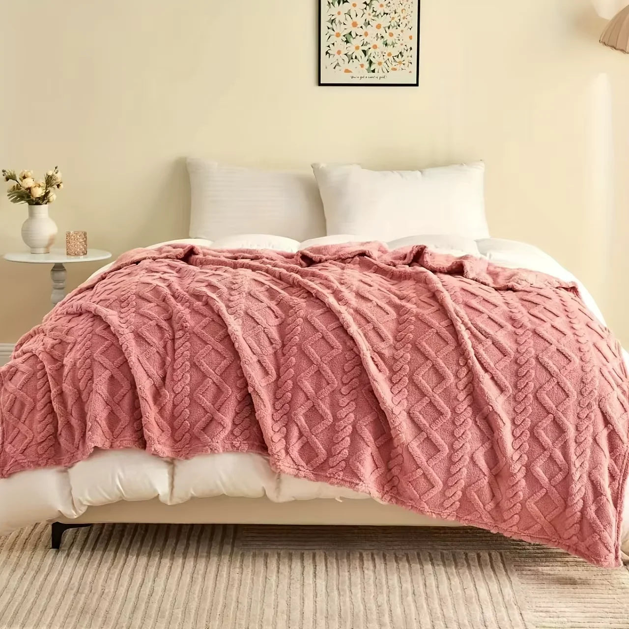 AEHOMECN Lamb Fleece Blanket Soft Plush Warm Throw