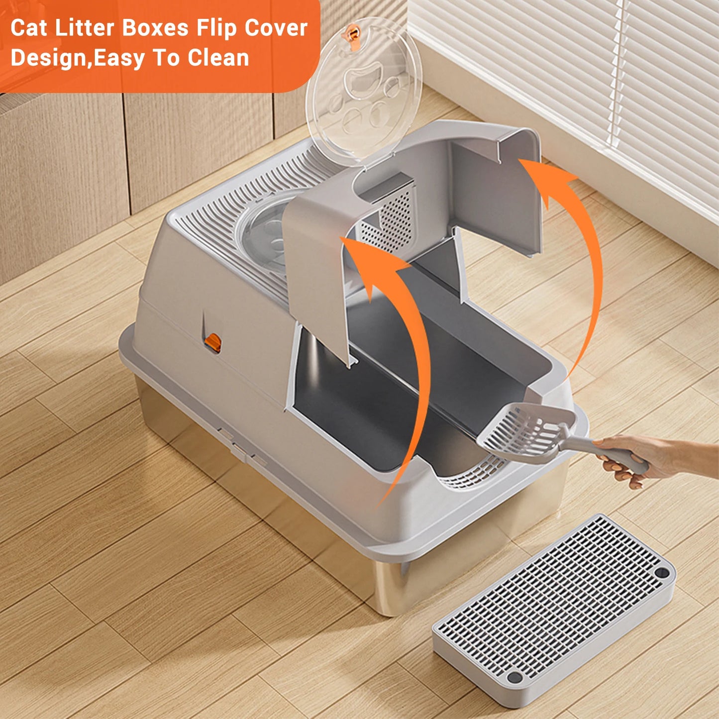 HiMIS Litter Box With Lid Enclosed Anti Leakage Non Stick