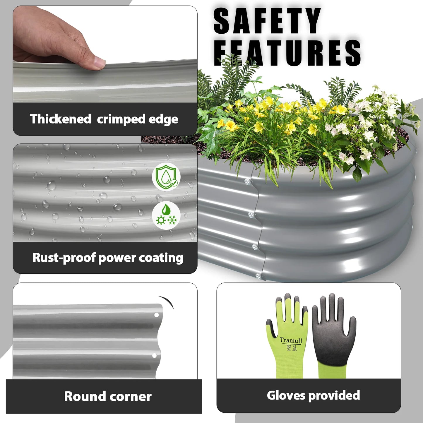 Tramull Galvanized Raised Garden Bed Kit Oval Metal Planter