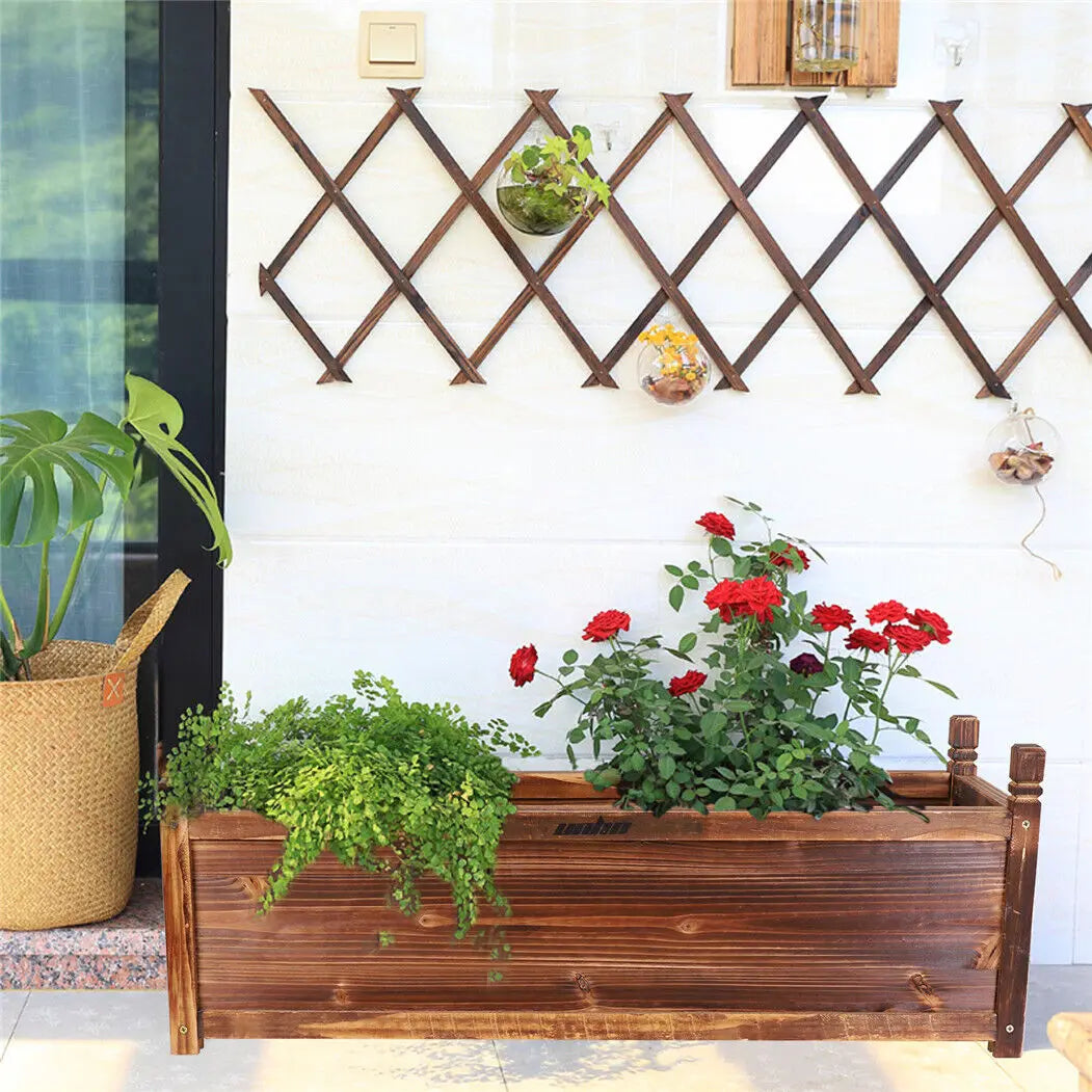 Wood Planter Box Outdoor Raised Garden Bed Flowers Vegetables