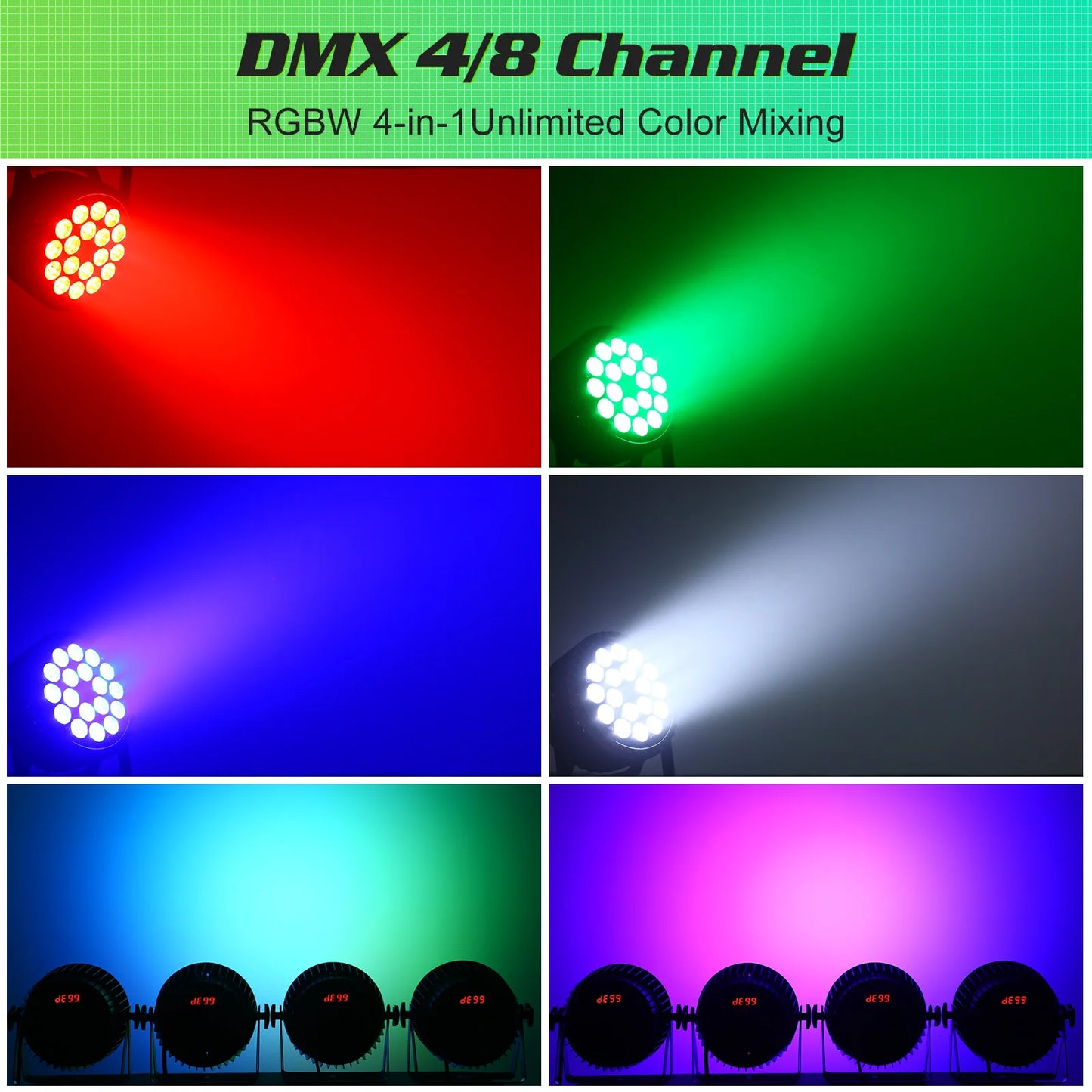 U'King 4 Pack 200W LED Par Light DMX512 RGBW Stage
