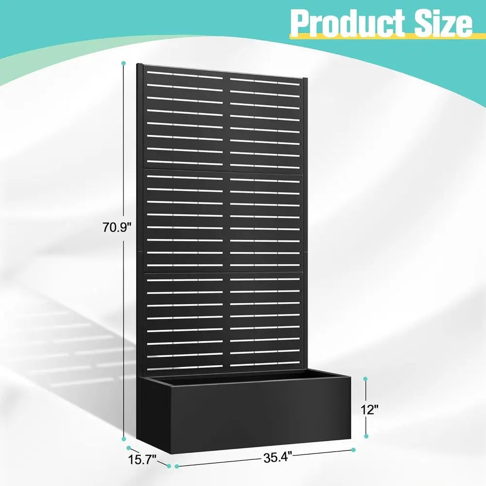 Galvanized Metal Louvered Planter Box With Trellis For Outdoor Gardens