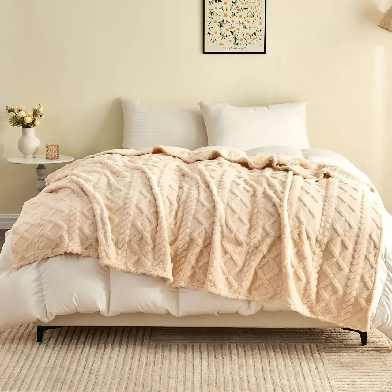 AEHOMECN Lamb Fleece Blanket Soft Plush Warm Throw