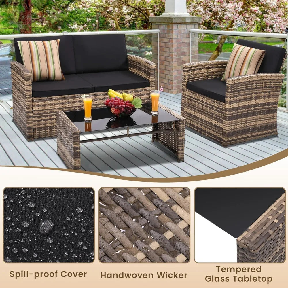 Outdoor Rattan Sofa Set Courtyard Garden Patio Furniture