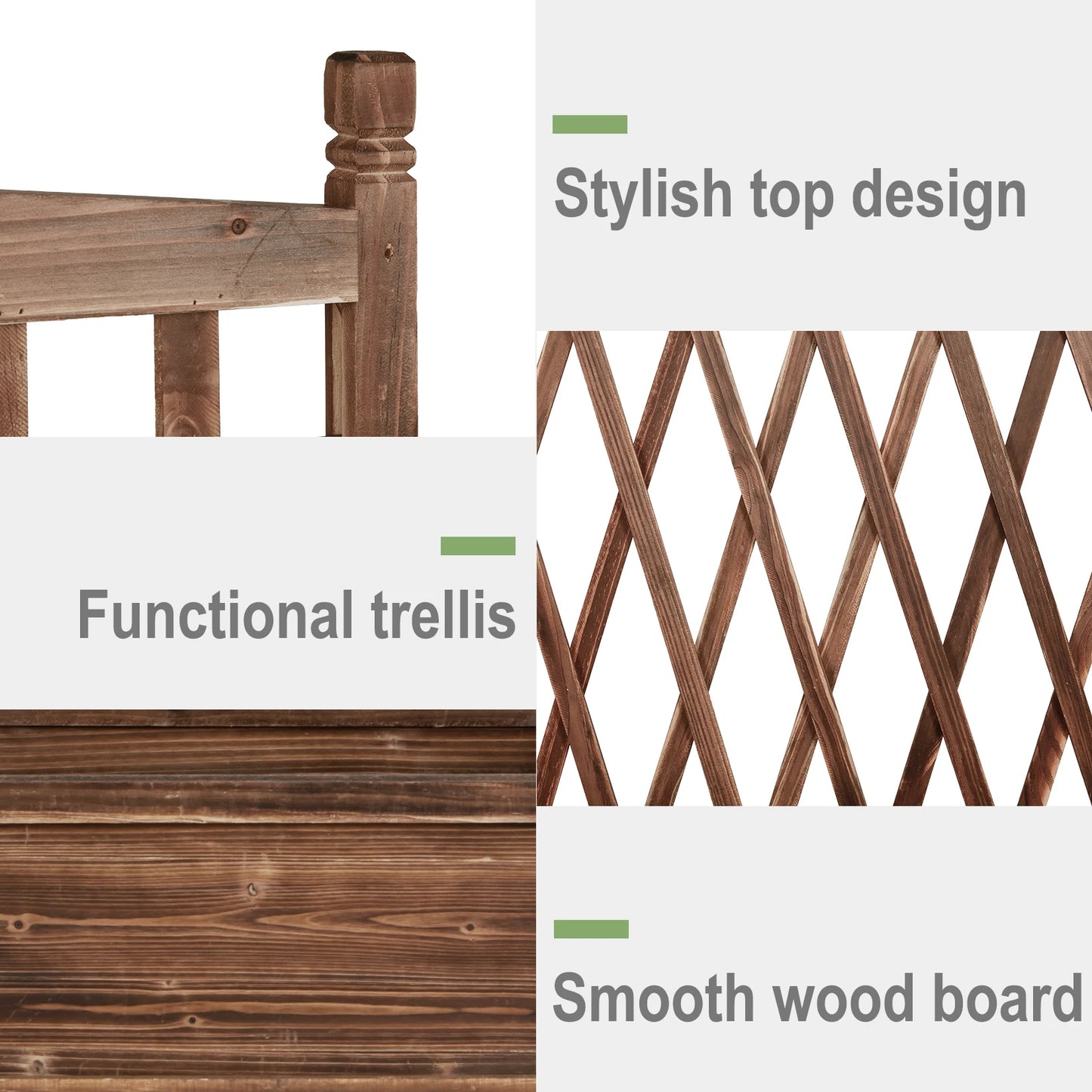 Raised Garden Bed Wooden Planter Box With Trellis
