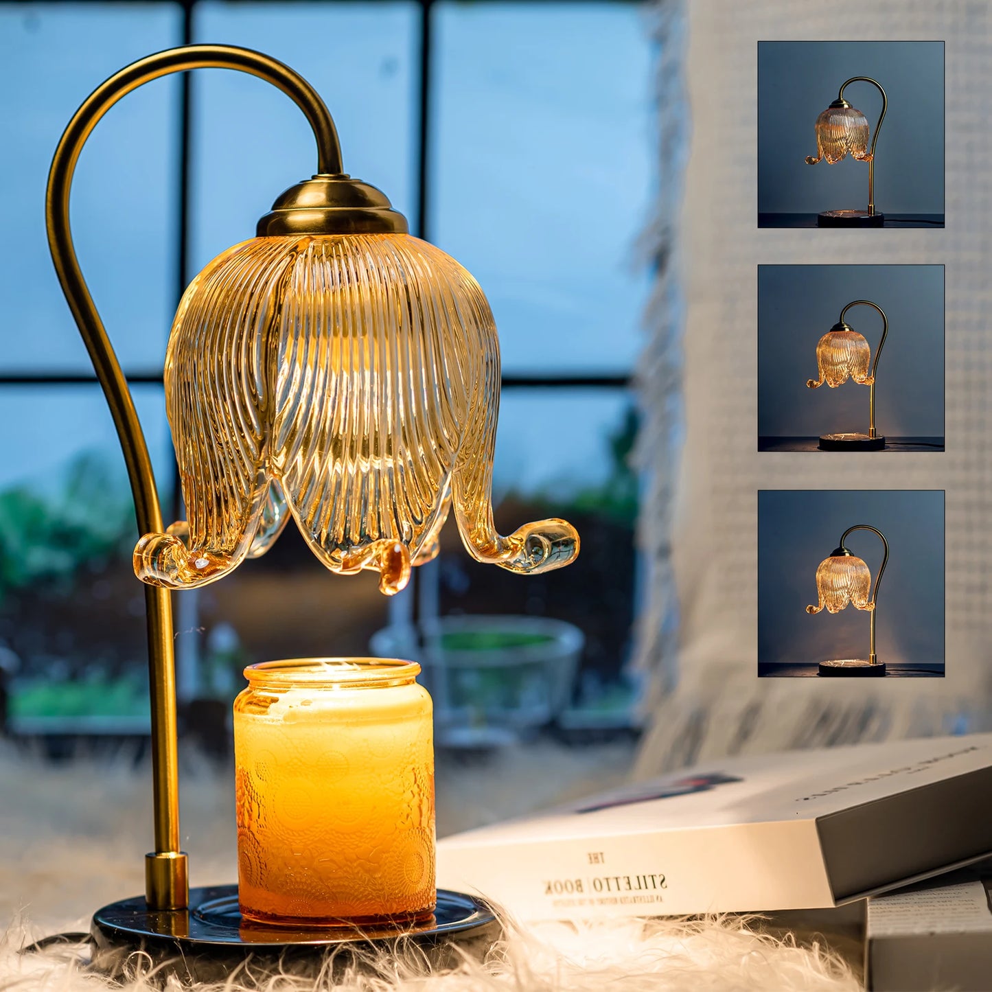Tulip Flower Warm Candle Lamp Bedside Night Light For Bedroom