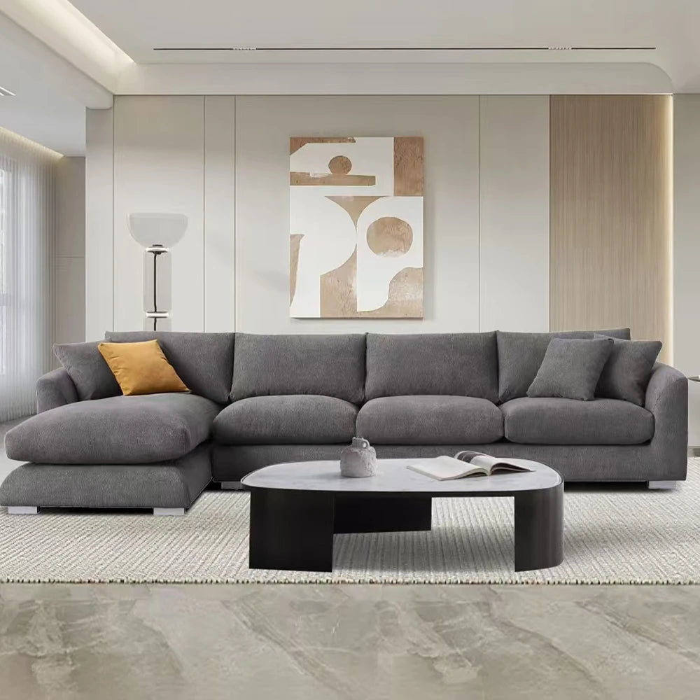 Cloud Down Filled Chaise Sofa L Shaped Recliner Living Room