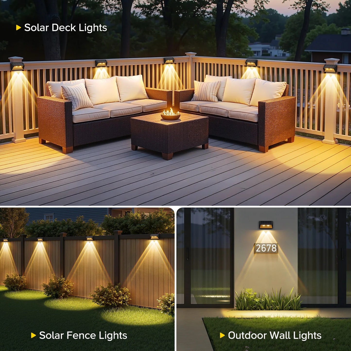 KPSTEK Solar Fence Lights 4 Pack LEDs Outdoor Durable