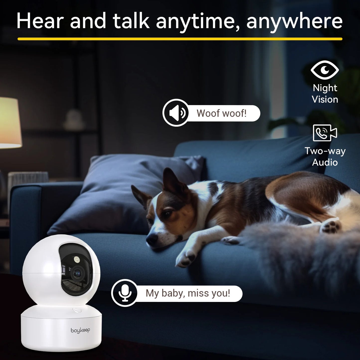 BoyKeep 2K Security Camera WiFi Surveillance 360 Pan Tilt