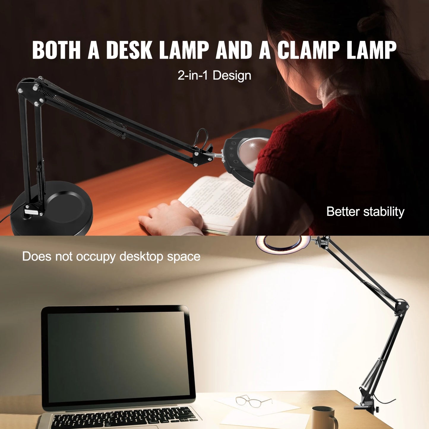 SucceBuy 5X Magnifying Glass With Light Desk Magnifier 64 LED