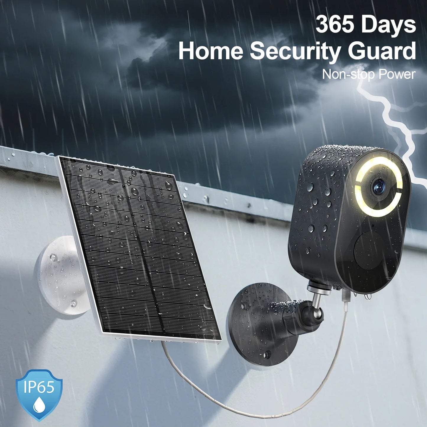 WESECUU Solar Outdoor Security Camera Bullet Motion Two Way Audio