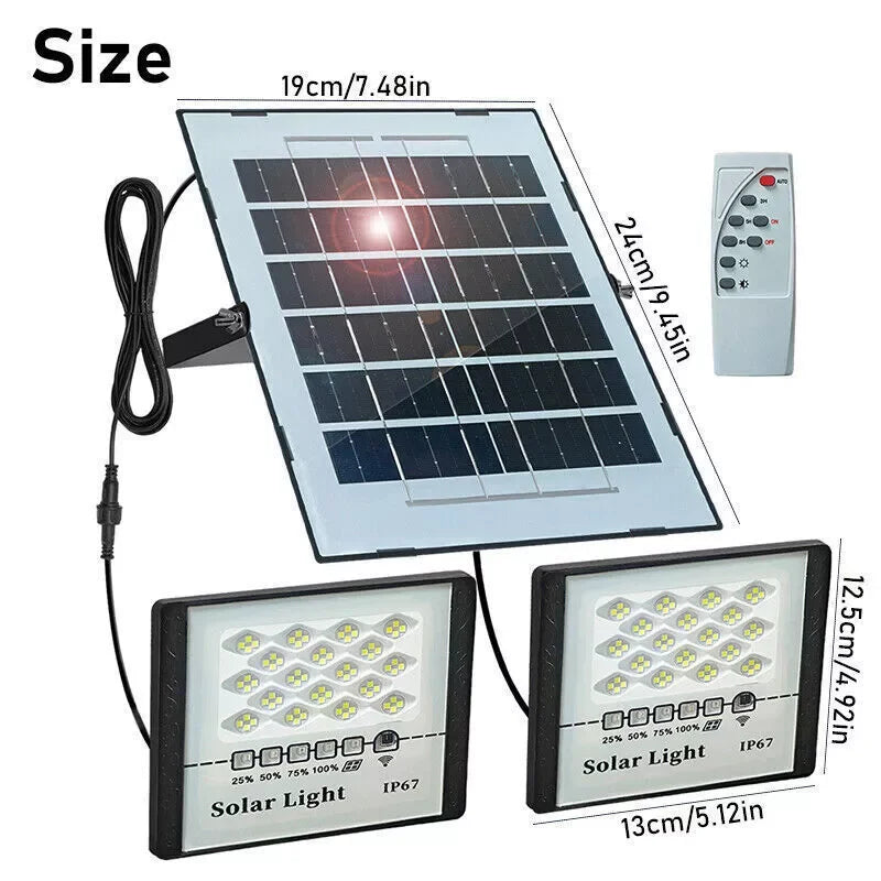 Solar 300W LED Street Light Outdoor Flood Lamp Dusk-to-Dawn