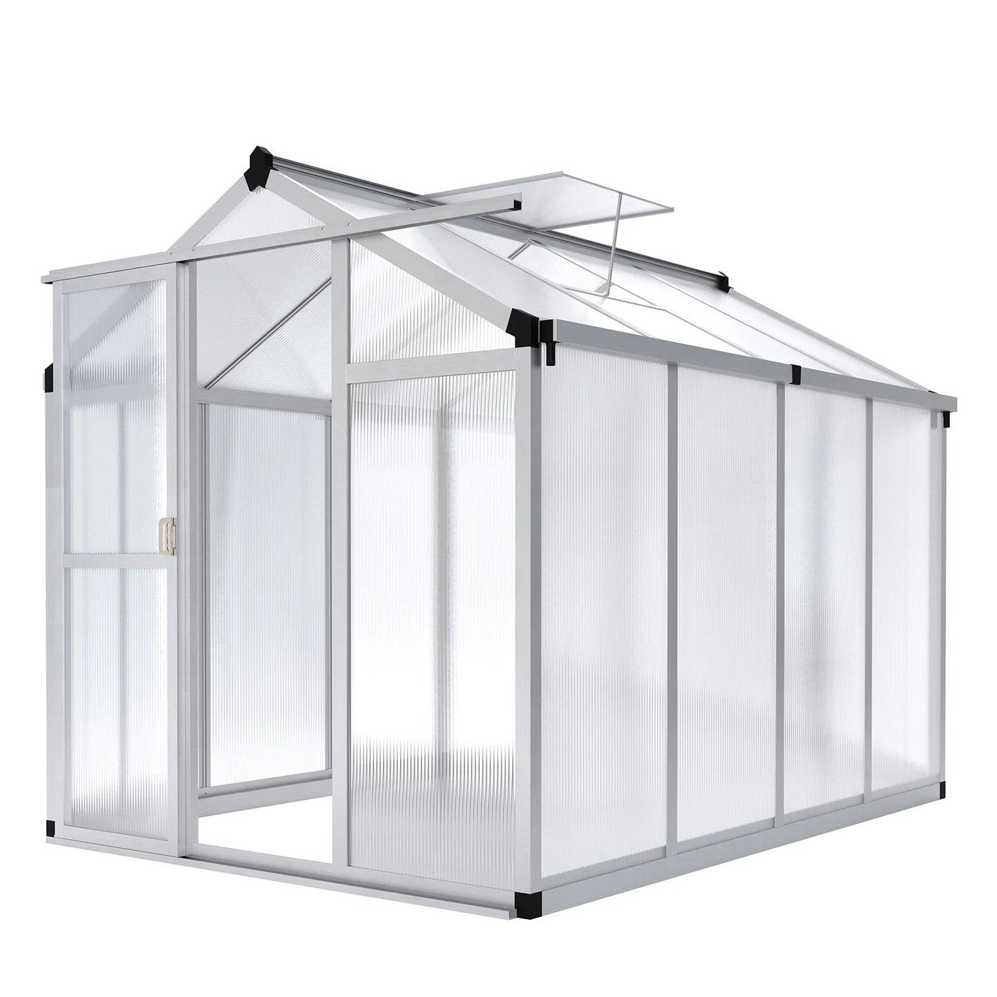 DishyKooker Aluminum Walk-In Greenhouse With Roof Vent Polycarbonate Outdoors