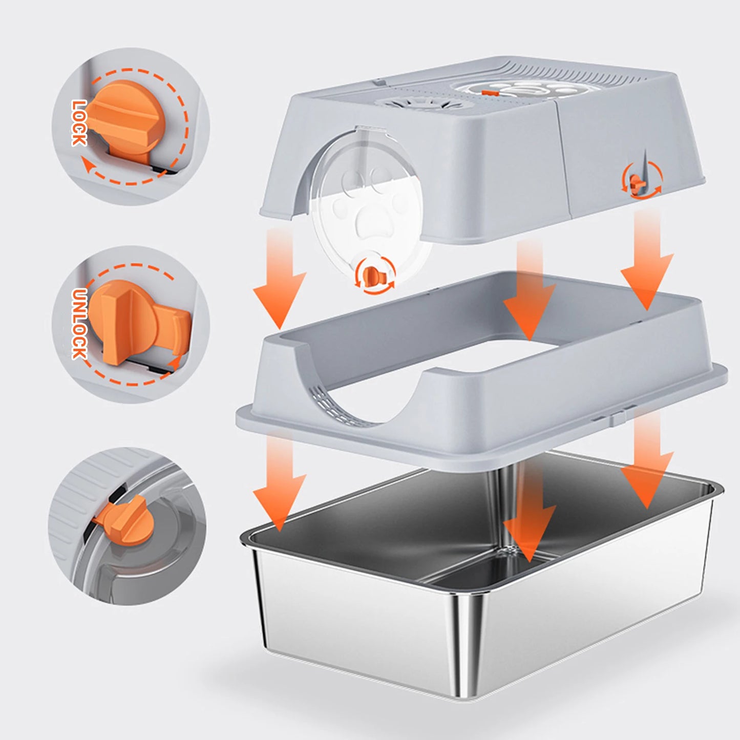 HiMIS Litter Box With Lid Enclosed Anti Leakage Non Stick