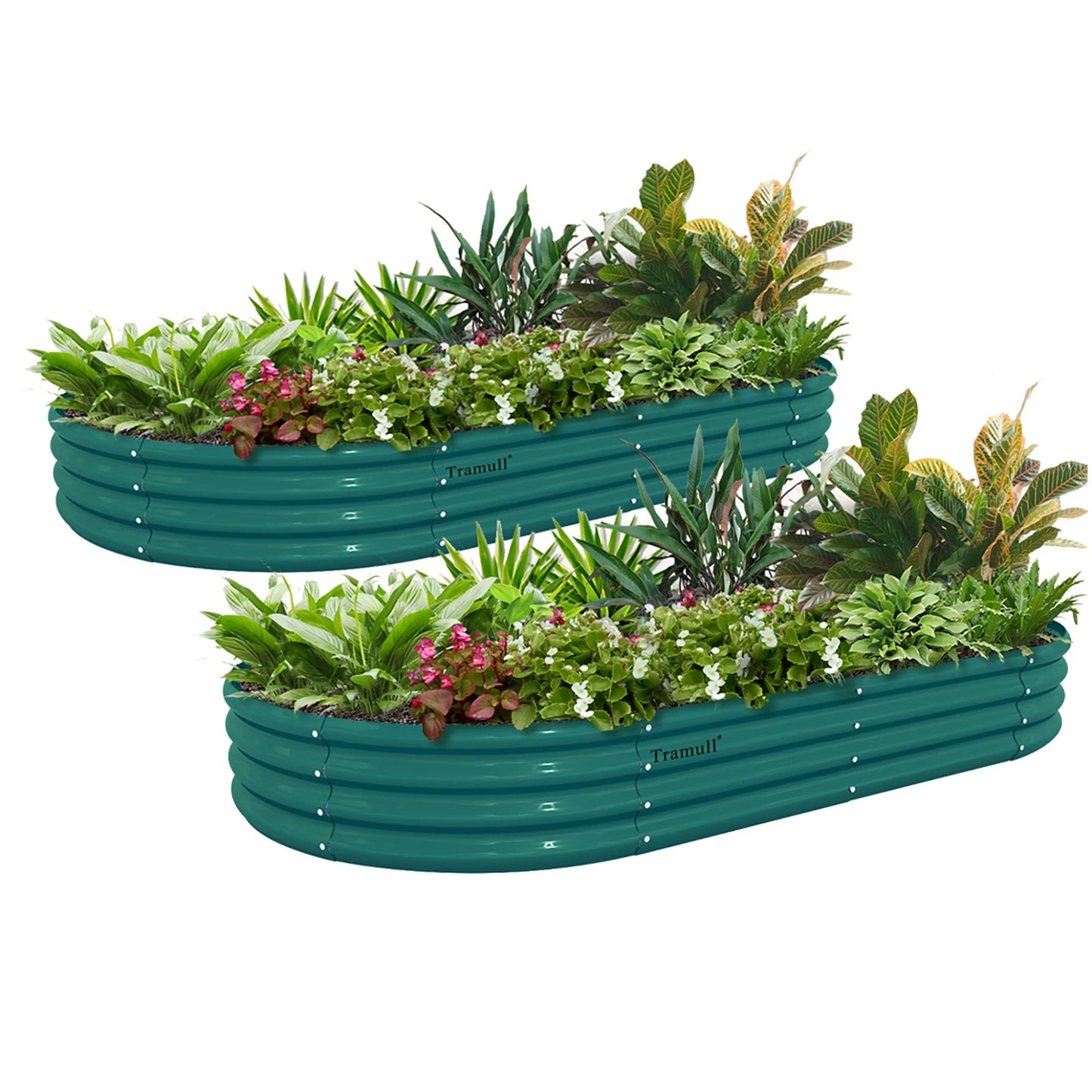 Tramull Galvanized Raised Garden Bed Kit Oval Metal Planter