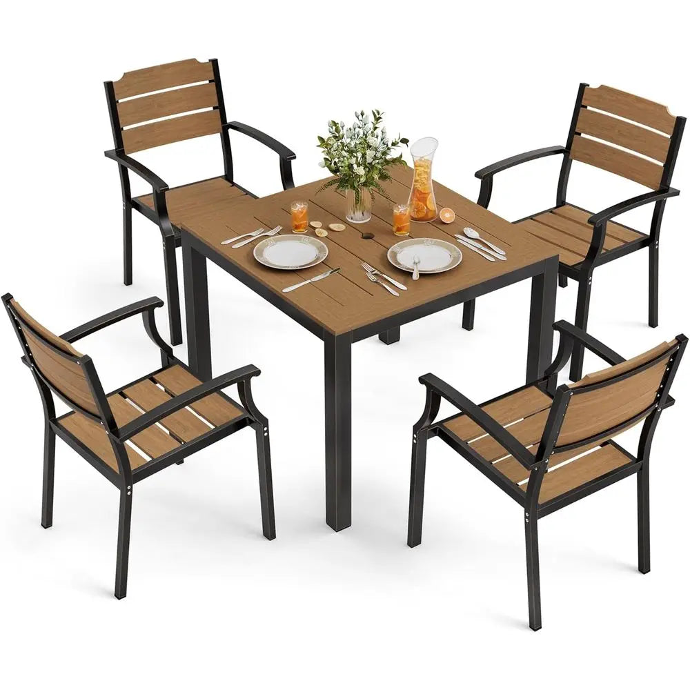 5 Piece Patio Table And Chairs Set All Weather Furniture