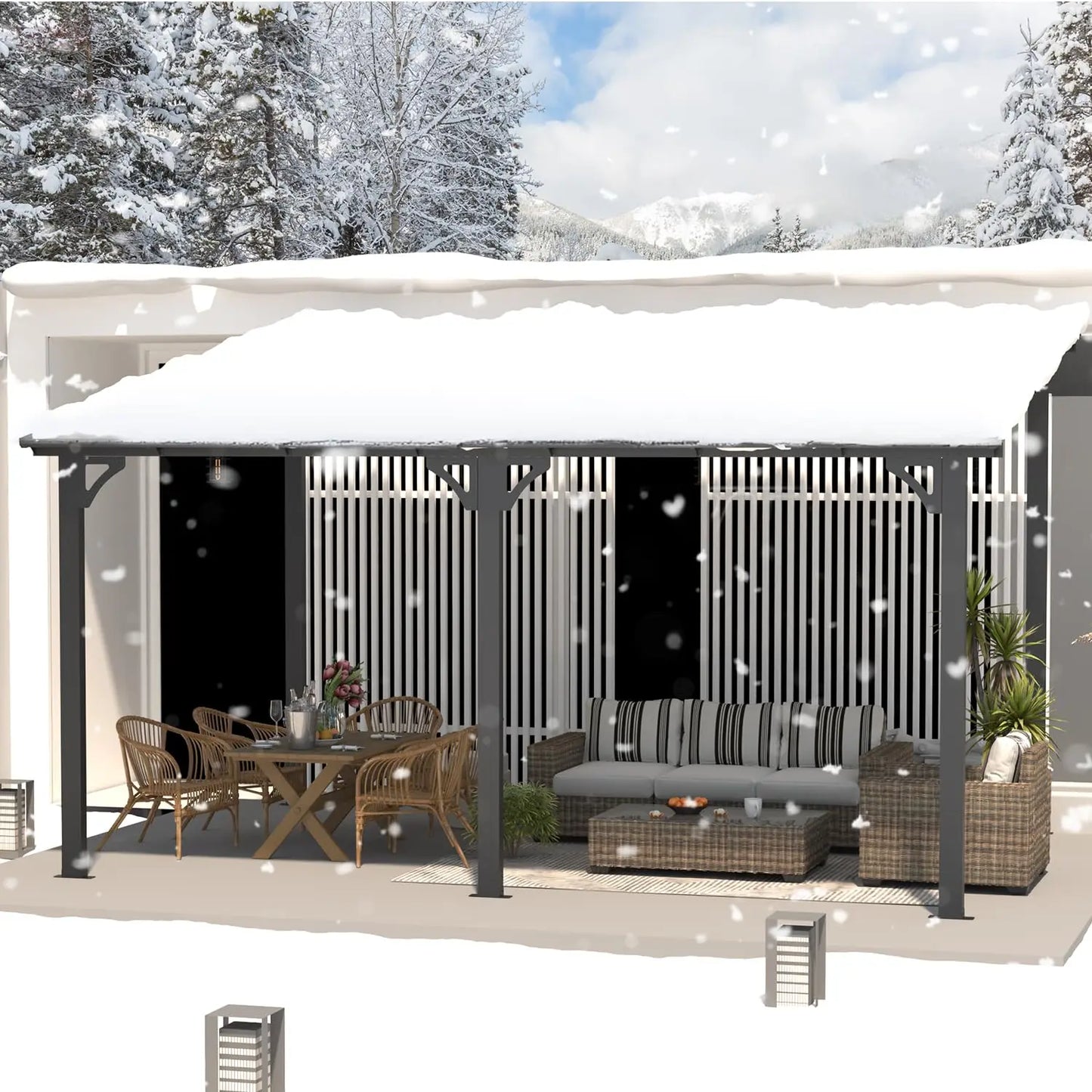 Patio Gazebo With Hard Top Aluminum Frame