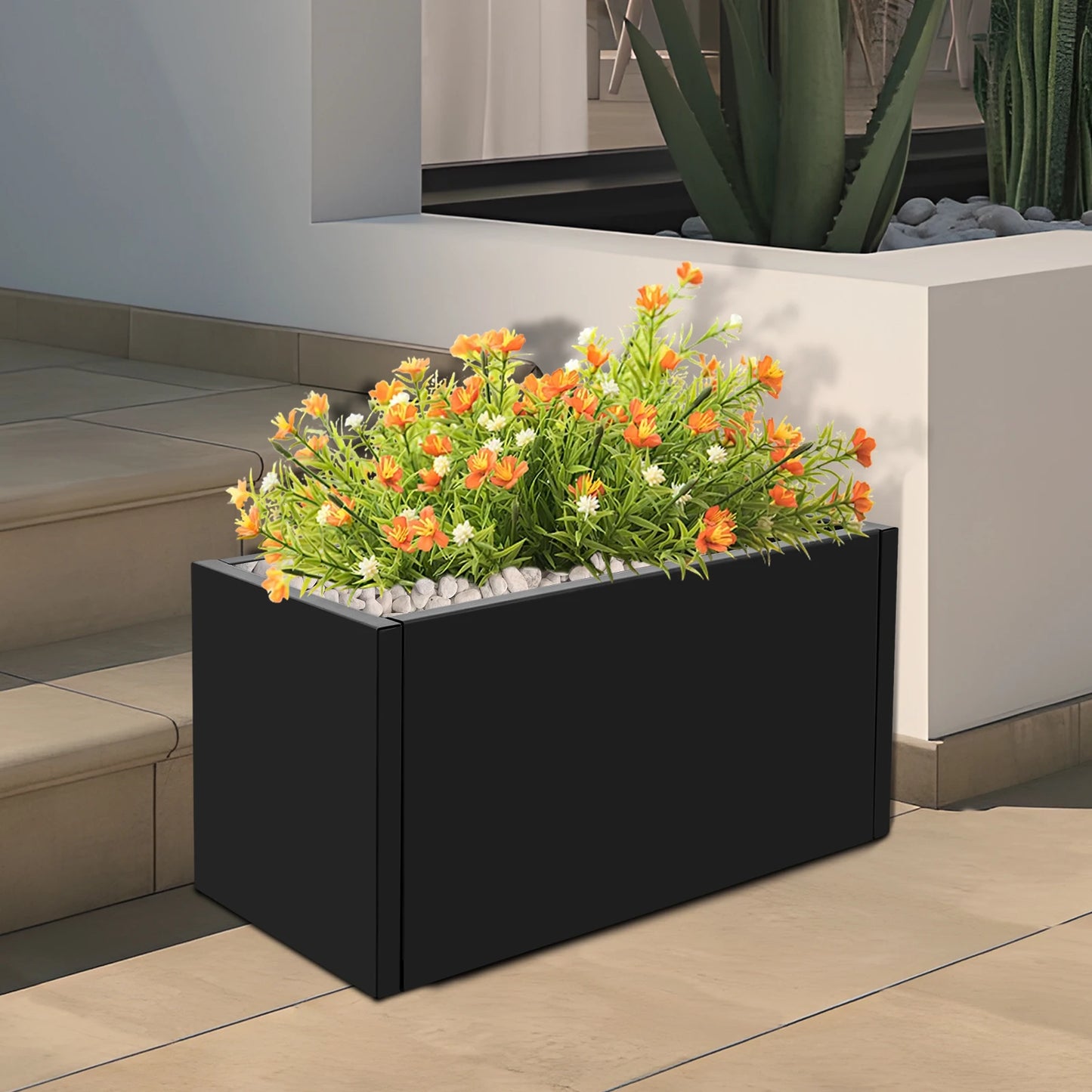 Metal Rectangular Planter Box for Outdoor Gardens and Patios Rustproof