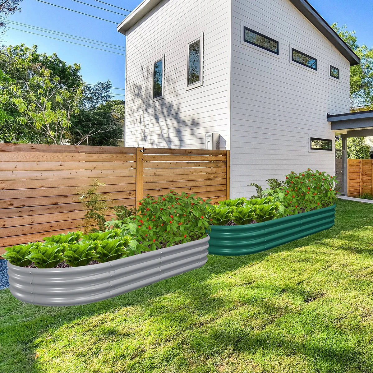 Tramull Galvanized Raised Garden Bed Kit Oval Metal Planter