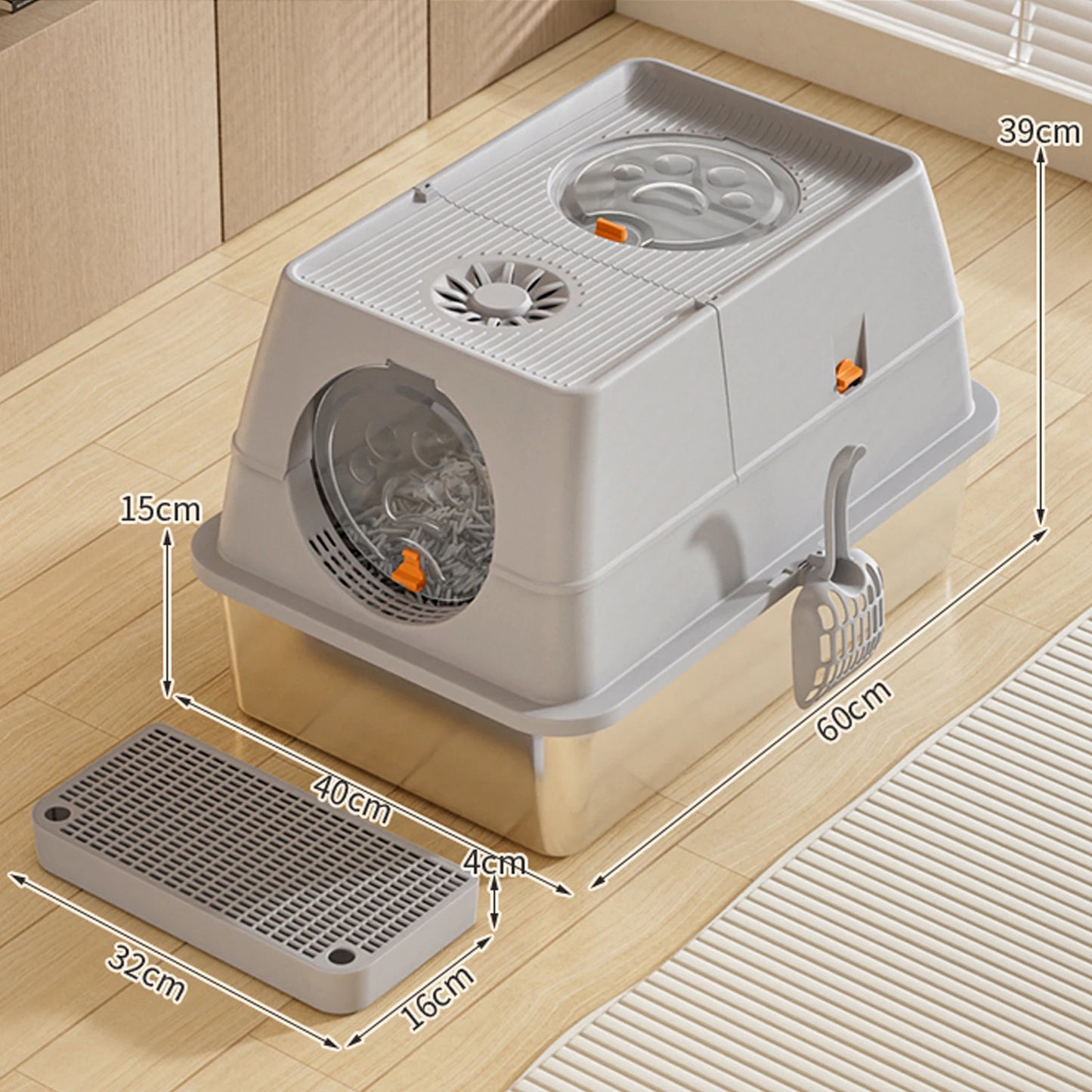HiMIS Litter Box With Lid Enclosed Anti Leakage Non Stick