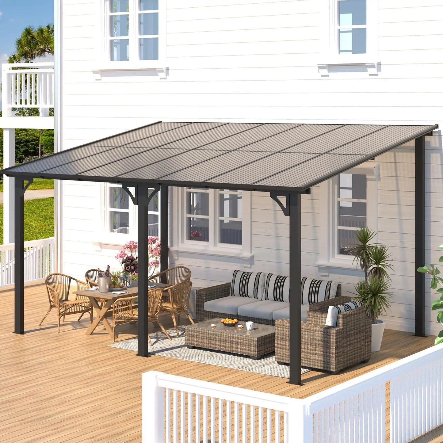 Patio Gazebo With Hard Top Aluminum Frame