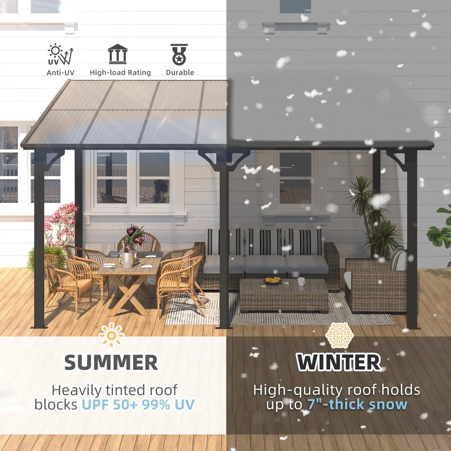 Patio Gazebo With Hard Top Aluminum Frame