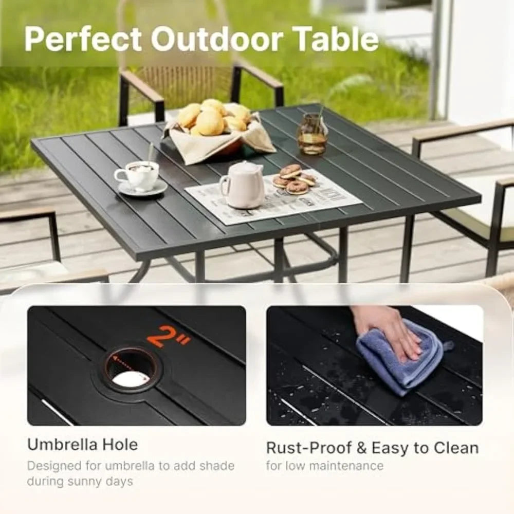 Bamboo Outdoor 5 Piece Patio Dining Set With Cushions