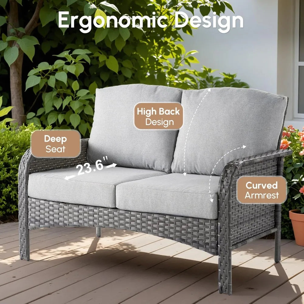All Weather PE Wicker Patio Furniture Set Outdoor Conversation Bistro