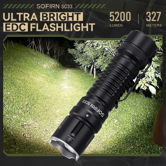 Sofirn SC33 LED Tactical Flashlight XHP70.3 5200lm Type C Torch