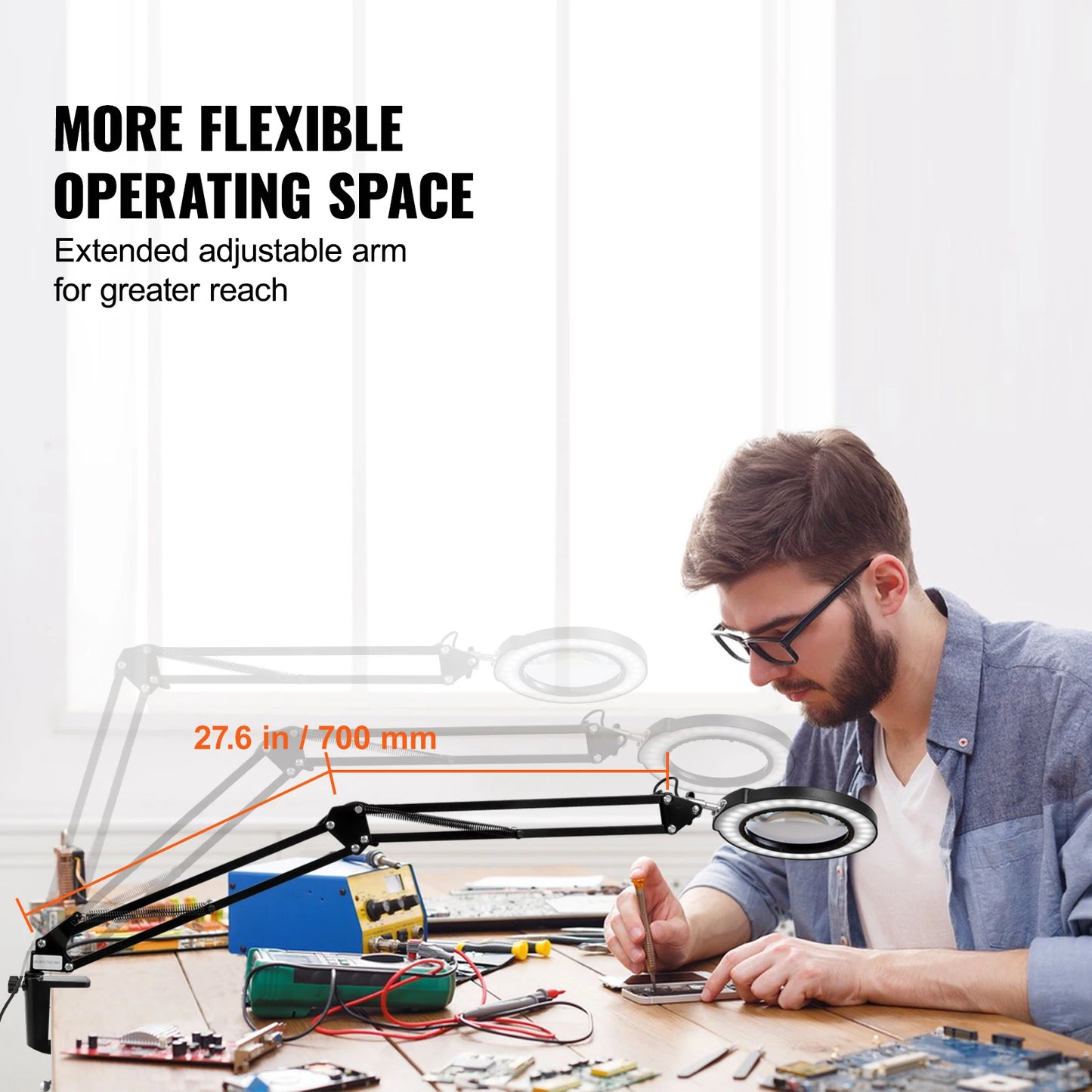 SucceBuy 5X Magnifying Glass With Light Desk Magnifier 64 LED