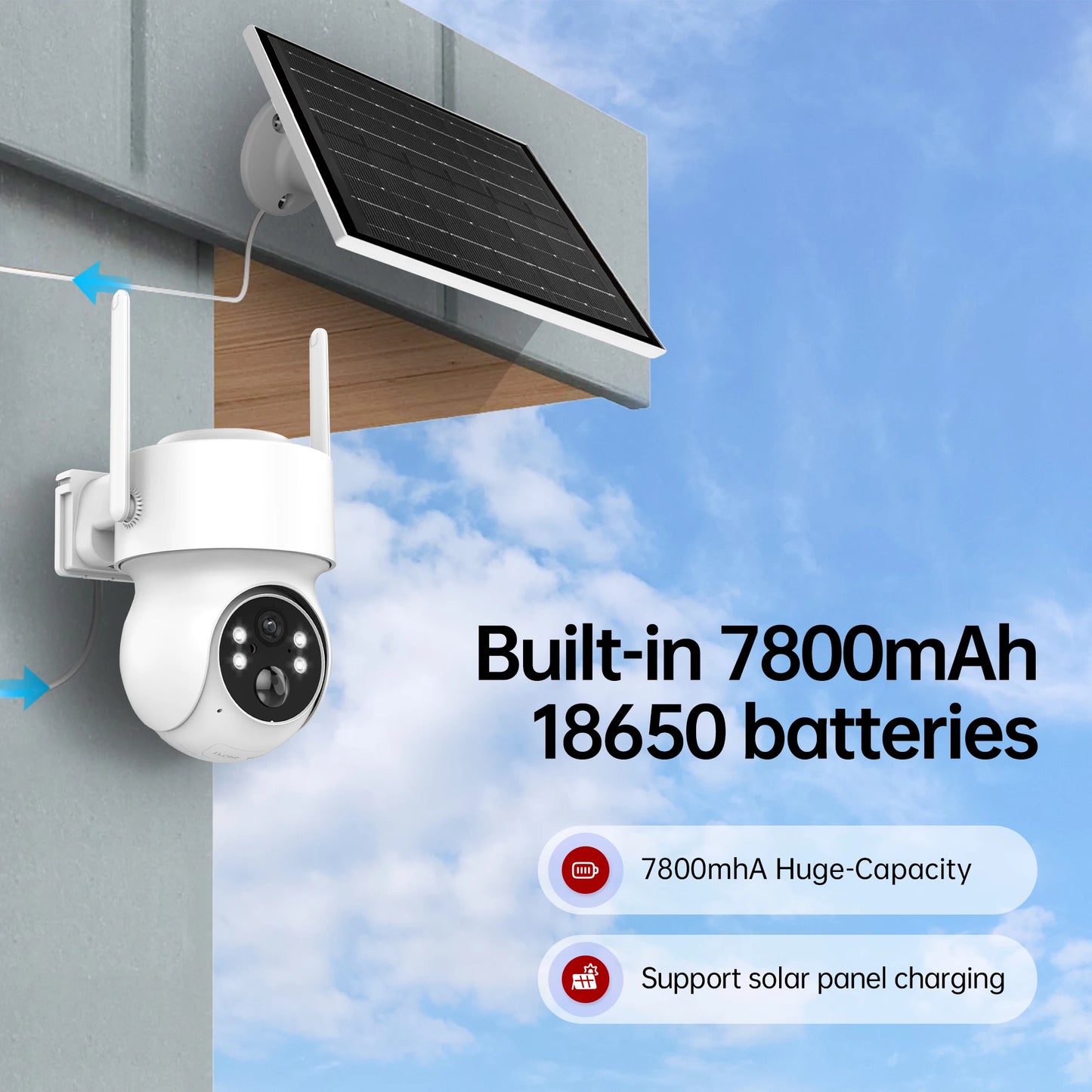 GEYUNE 4MP Wireless Solar Camera WiFi Outdoor PIR Motion Detection