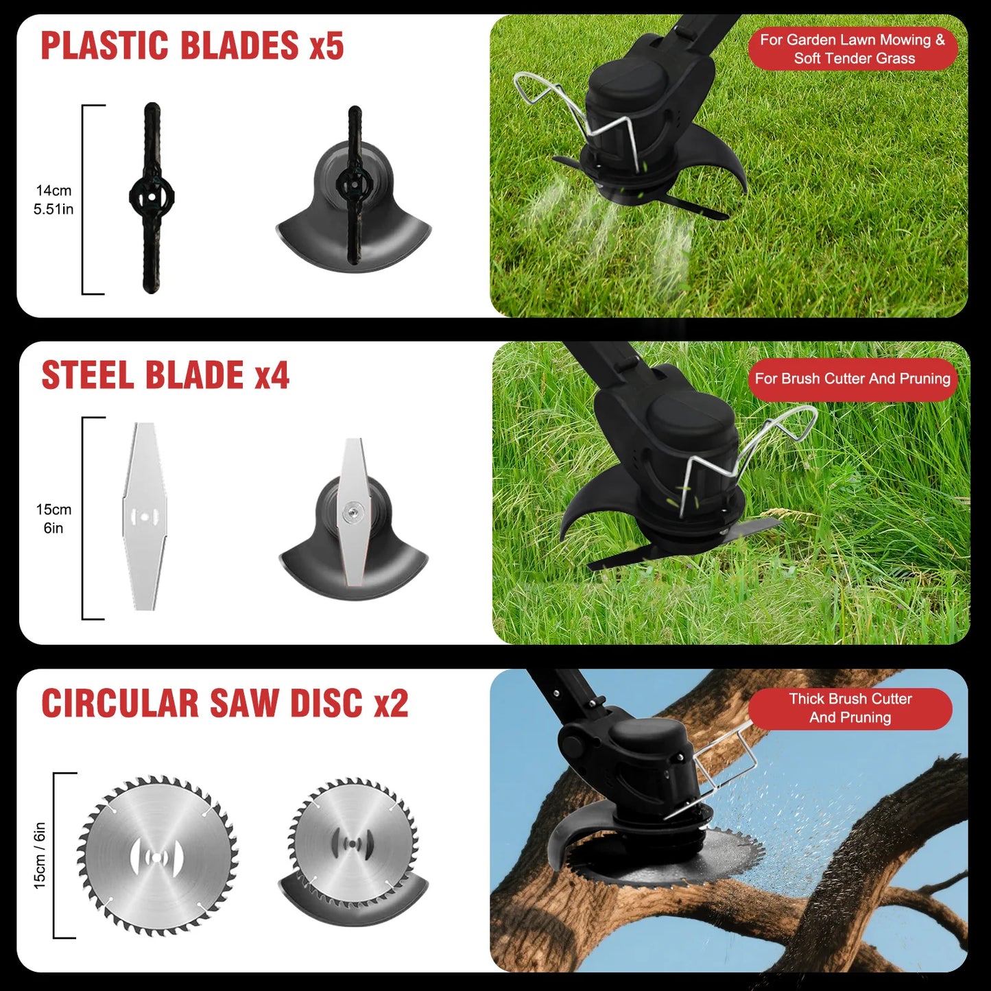 Cordless Grass Trimmer 3 In 1 Edger With 2x2000mAh Batteries