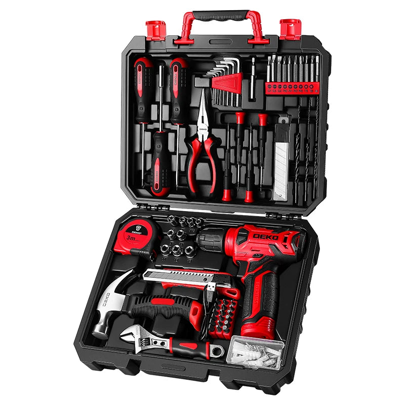 DEKO 8V Cordless Drill Set 126 Piece Home Tool Kit
