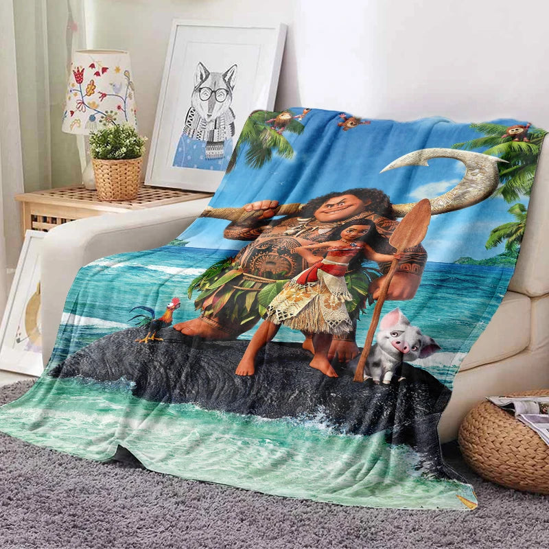 Potdemiel Disney Moana Flannel Blanket Cozy Throw For Home