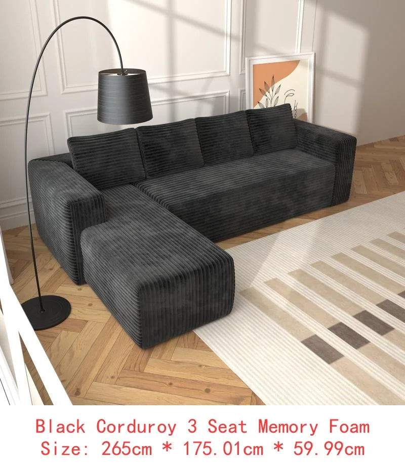 L Shaped Cloud Sectional Sofa Modern Modular Couch Deep Seat