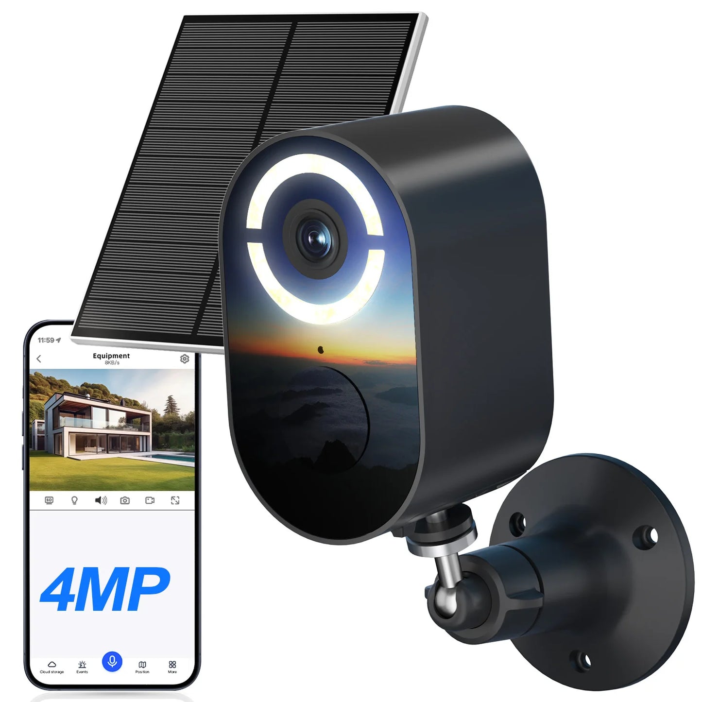 WESECUU Solar Outdoor Security Camera Bullet Motion Two Way Audio