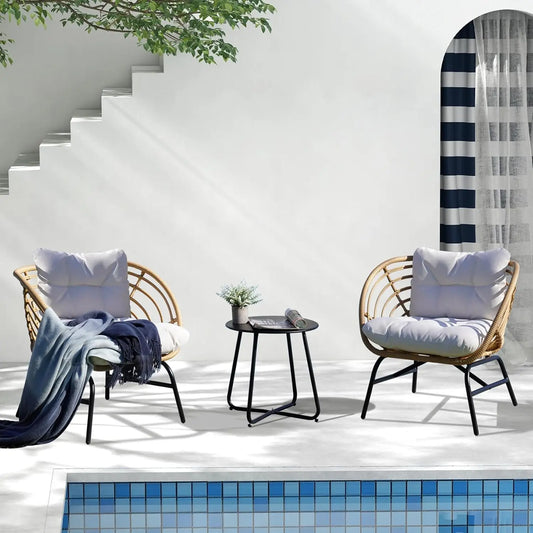 Grand Patio 3 Piece Outdoor Wicker Furniture Set With Cushions