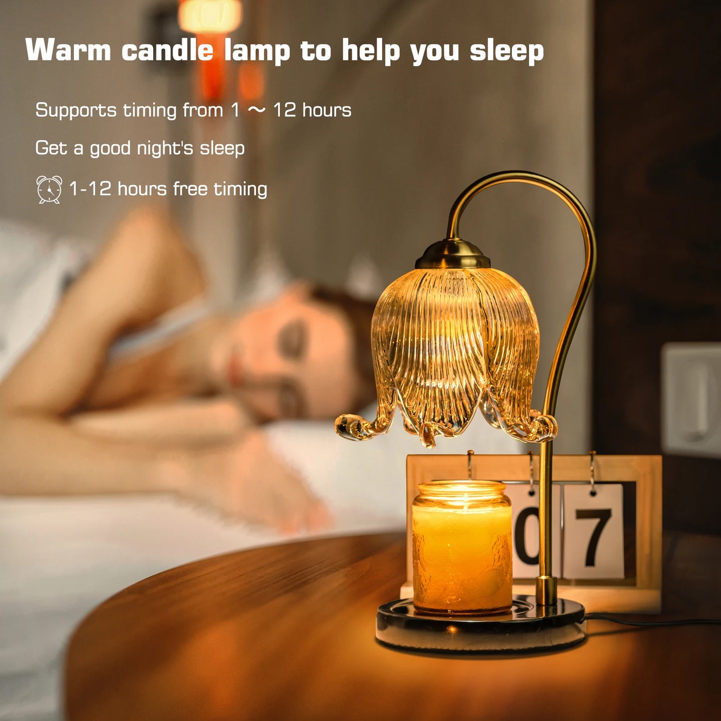 Tulip Flower Warm Candle Lamp Bedside Night Light For Bedroom