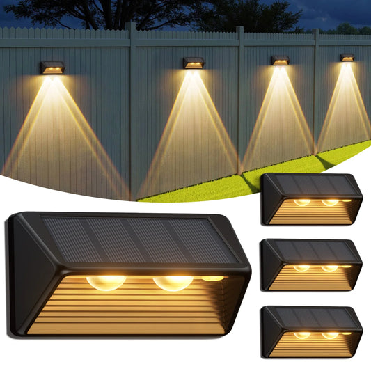 KPSTEK Solar Fence Lights 4 Pack LEDs Outdoor Durable