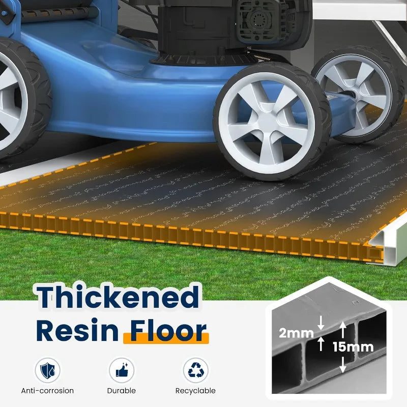 Resin Outdoor Storage Shed With Floor Lockable Door