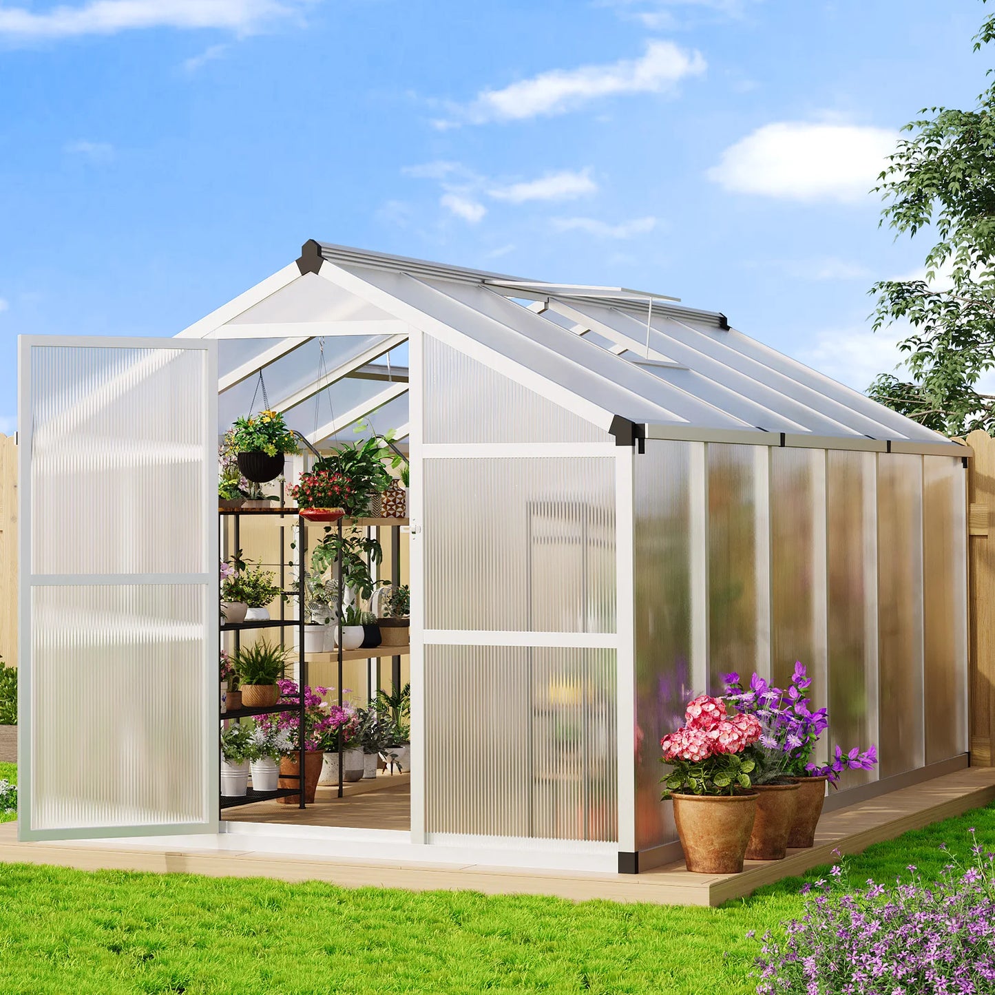DishyKooker Outdoor Walk-In Greenhouse Aluminum Frame with Roof Vent