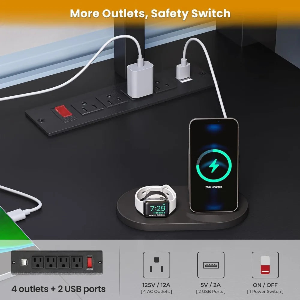 Loft Bed With L Shaped Desk Storage Hutch Safety Outlet