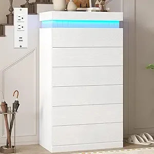 Modern Dresser With 8 Drawers And LED Power Outlet