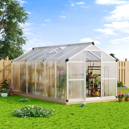DishyKooker Outdoor Walk-In Greenhouse Aluminum Frame with Roof Vent