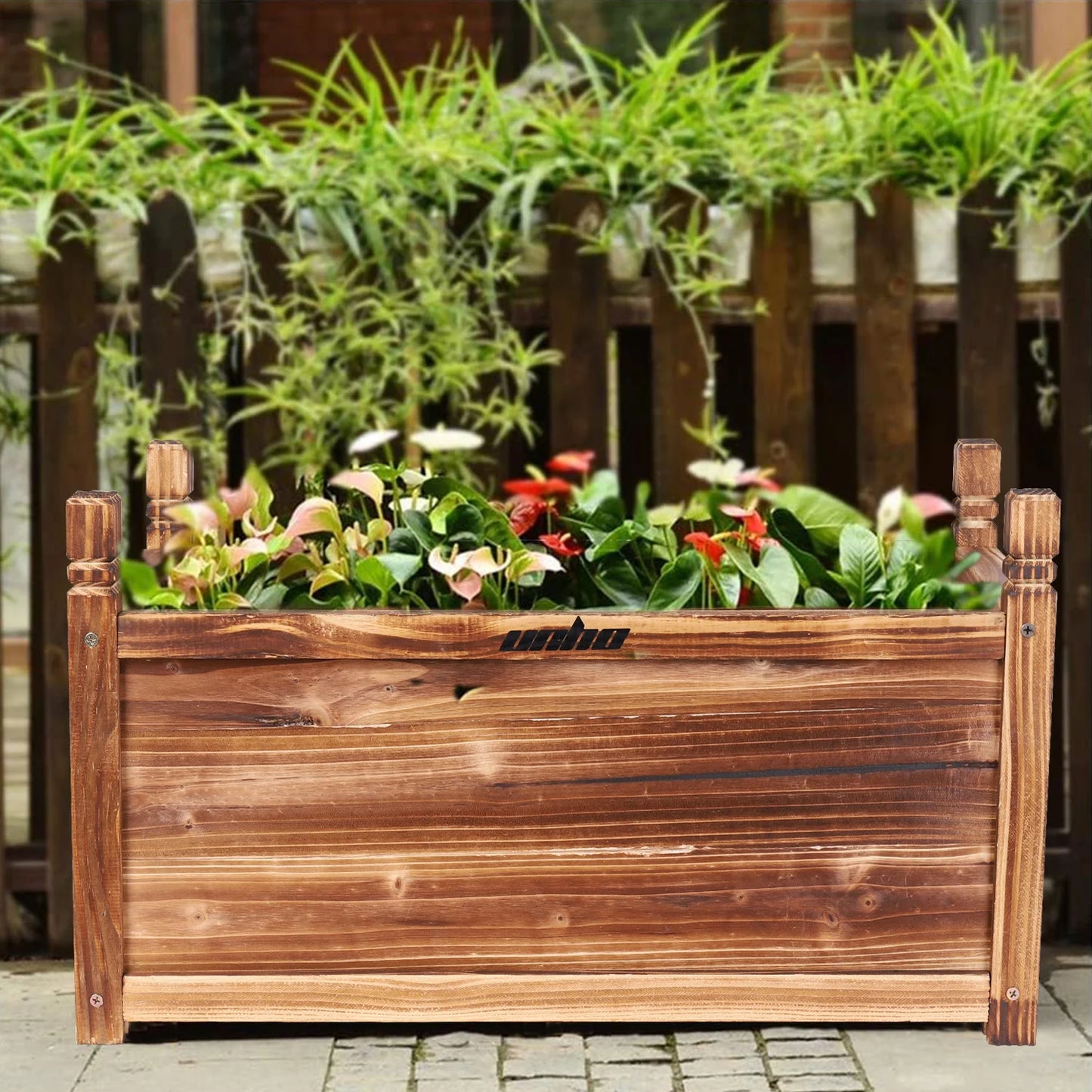 Wood Planter Box Outdoor Raised Garden Bed Flowers Vegetables