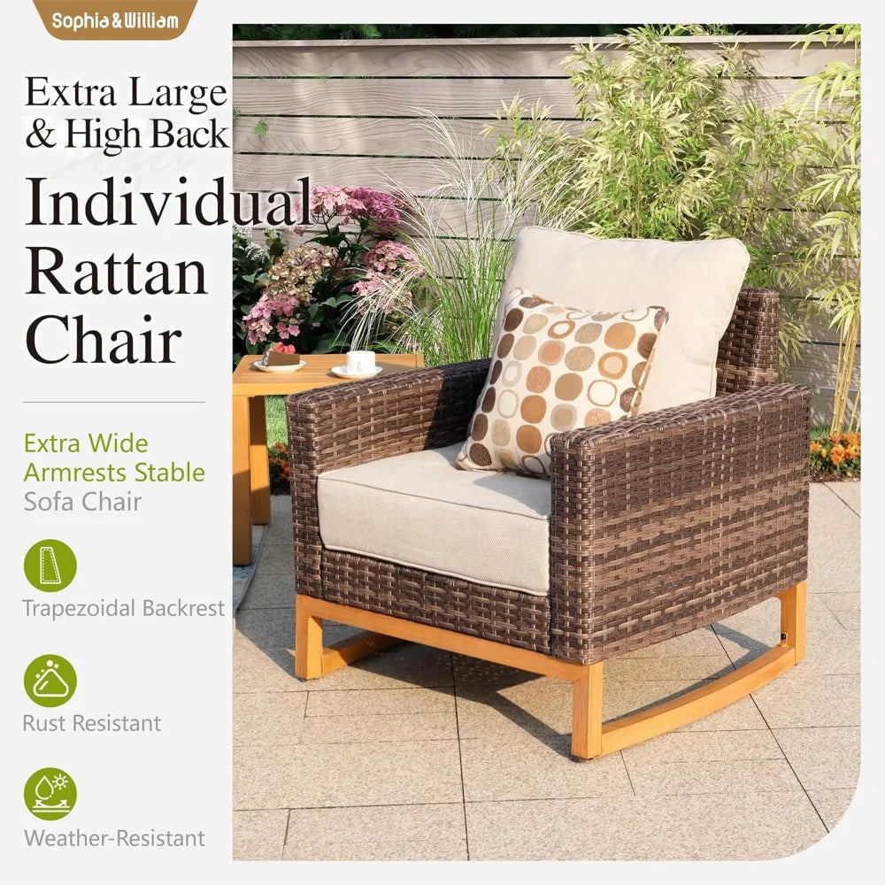 Luxury Rattan Outdoor Patio Furniture Set All Weather Wicker Sectional